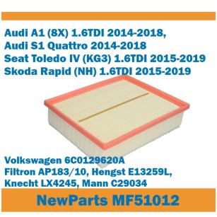NewParts Filtr powietrza Audi Seat Skoda zamiennik Filtron AP183/10 MF51012