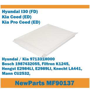 NewParts Filtr kabinowy I30 Ceed ProCeed zamiennik Filtron K1245 MF90137