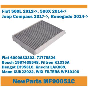 NewParts Filtr kabinowy z węglem 500L 500X Compass Renegade Filtron K1335A MF90051C