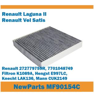NewParts Filtr kabinowy z węglem aktywnym Renault Laguna II zamiennik Filtron K1089A MF90154C