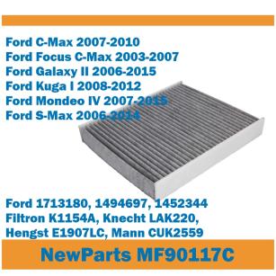 NewParts Filtr kabinowy z węglem aktywnym C-Max Kuga Mondeo S-Max zamiennik Filtron K1154A MF90117C
