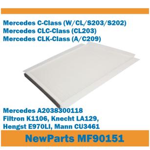 NewParts Filtr kabinowy Mercedes W203 W202 W209 zamiennik Filtron K1106 MF90151
